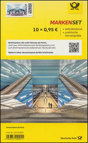 FB 106 U-Bahn-Station Überseequartier Hamburg, Folienblatt 10x 3607, **