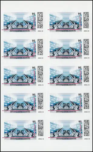 FB 106 U-Bahn-Station Überseequartier Hamburg, Folienblatt 10x 3607, **