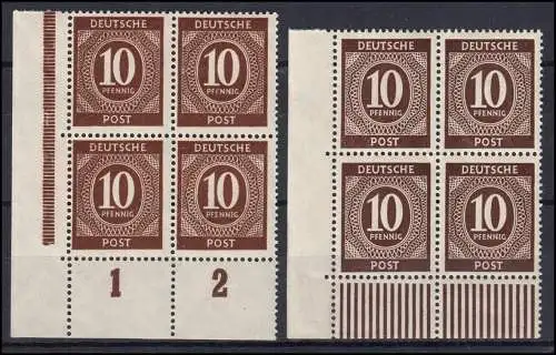 918P + 918W Kontrollrat 10 Pf: je als ER-Viererblock unten links; Farben! **
