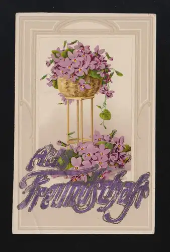 Corbeille de scintillement pourpre avec violette Art Déco, Metz 26.5.1916