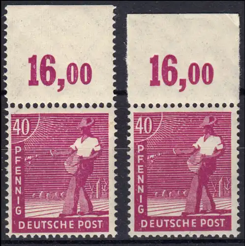 954POR Kontrollrat II 40 Pf - durchgezähnt / nicht durchgezähnt; beide **