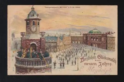 Félicitations pour la nouvelle année de Hambourg Turmblasser, Hambourg 2.1.1899