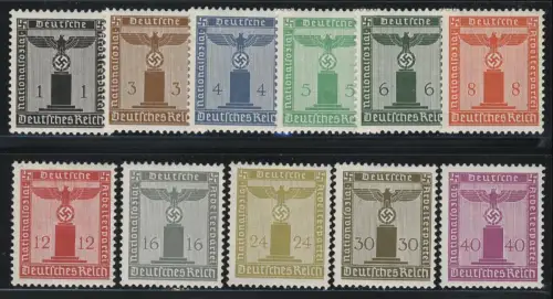 144-154 Adler sur socle avec filigrane, ensemble 11 valeurs ** / post-freease / MNH