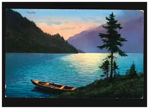 AK Plansee avec bateau à rames, Autriche, inutilisé