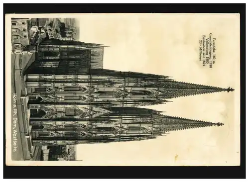 AK Köln am Rhein, Dom Westseite Turmhöhe 160 m, Köln 6.8.1912