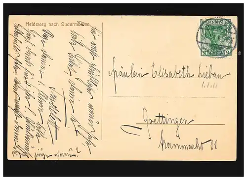 AK Heideweg vers Sudermühlen Birken Heiden, couru 1.01.1911