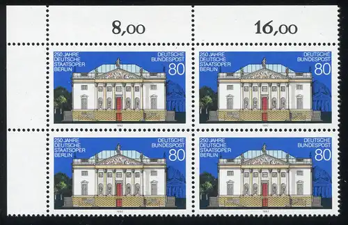 1625 Staatsoper Berlin: ER-Vbl. mit 2 PLF: Fleck im Sockel + 1625I, Feld 1+2 **