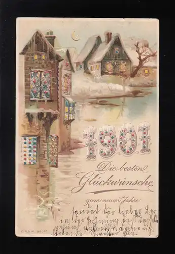 Die besten Glückwünsche 1901 Stadt Fenster leuchten, Weimar/Napoli 29.12.1900