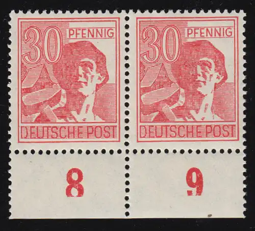 953UR Conseil de contrôle II 30 Pf Paire inférieure: Compteur de série aplati en bas **