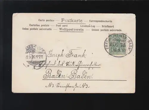 Dorf Blumen Wenn der Wind zu deinen..  Bahnpost Frankfurt /Baden-Baden 18.9.1900