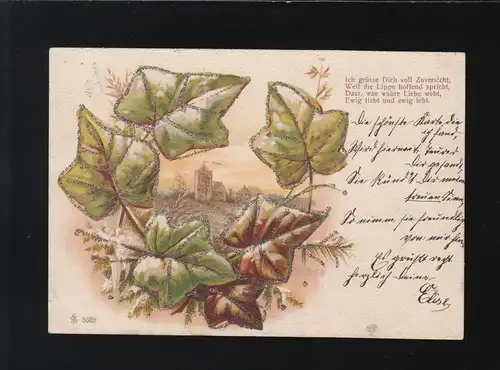 Dorfansicht Wein Efeu, Ich grüsse Dich voll Zuversicht, Heinsberg 13.3.1901