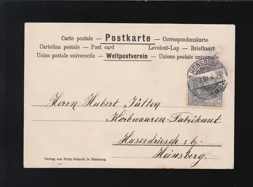 Dorfansicht Wein Efeu, Ich grüsse Dich voll Zuversicht, Heinsberg 13.3.1901