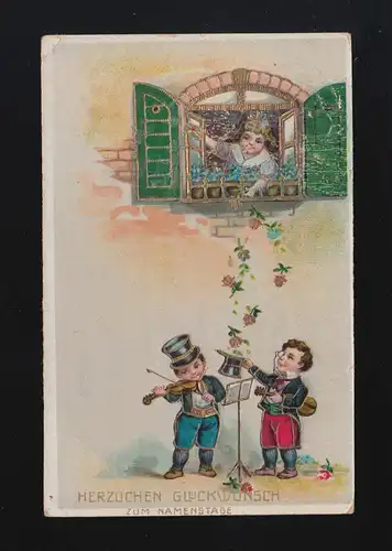 Félicitations Journées de Noms Pièces devant la fenêtre Fleur, Günzach 2.3.1925