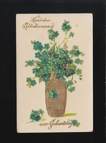 Vase aux fleurs colorées, Félicitations pour l'anniversaire, Eschede 9.11.1923