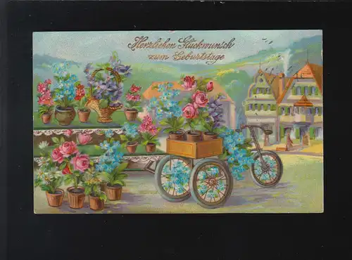 Glückwunsch zum Geburtstage, Blumensträuße Lieferung, Rietschen 12.4.1910