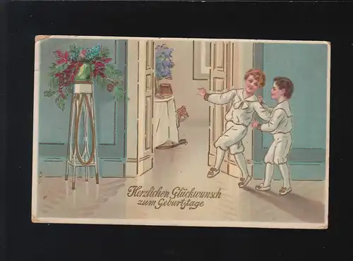 Kinder freuen sich Geschenke, Geburtstag Glückwünsche, Gladenbach 14.9.1912