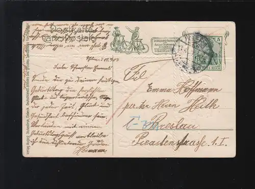 Enfant avec boucles dans une enveloppe avec des feuilles de trèfle chanceux, Gera 13.9.1907