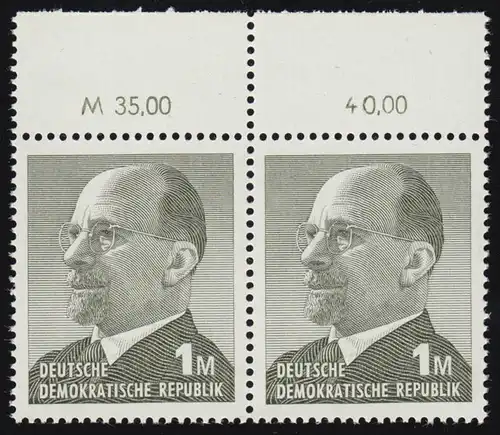 1481ORI Ulbricht 1 Mark als Oberrand-Paar Oberrand I fehlendes M vor 40,00, **