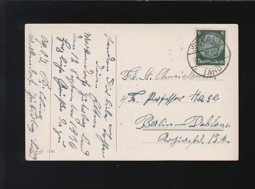 Meilleures félicitations Anniversaire Fleurs rouges avec de l'or, Jüterbog 12.9.1936