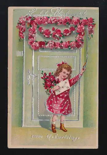 Félicitations anniversaire rouge fleuri girl fille Wittenberg 8.6.1920