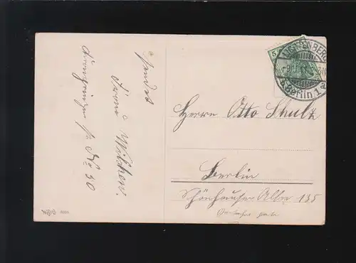 Töpfe Glücksklee schwarzer Grund, Glückwunsch Geburtstag, Lichtenberg 9.11.1911