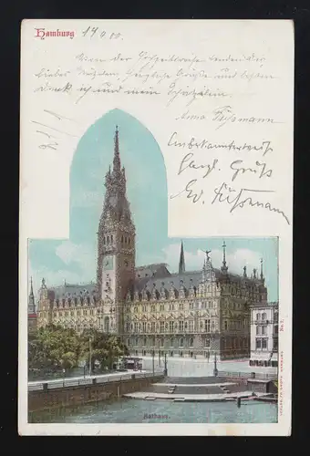 Hamburg Rathaus Glitzerverzierung koloriert, Hamburg /Lübeck 14.9.1900
