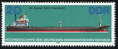 2712 Hochseeschiffe 20 Pf mit PLF: 3 weiße Punkte hinter dem Heck, Feld 19, ** 