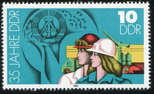 2898 35 ans RDA 10 Pf: Remplissage sur le premier D de RDA, case 23, **