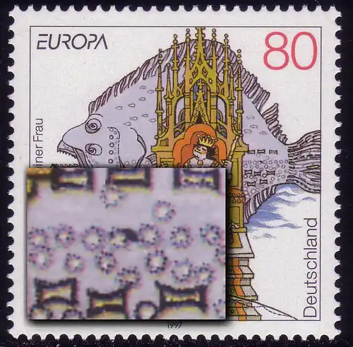 1915III Europa 80 Pf: schwarzer Fleck in den Schuppen, Feld 2, **