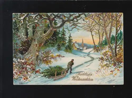 Mari Noël traîneau forêt neige Joyeux Noël Hille 23.12.1918