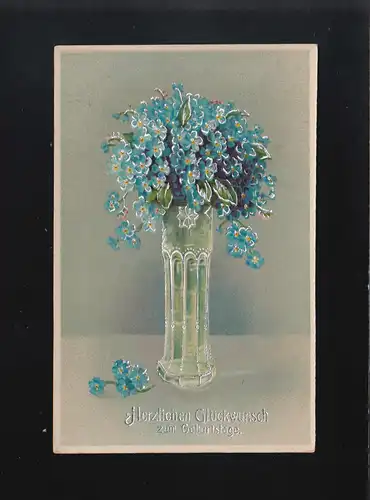 Vase Vergissmeinnicht, Herzlichen Glückwunsch zum Geburtstag Neukölln 7.12.1916