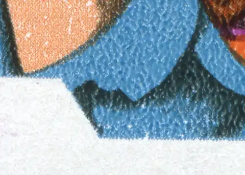 2900I 35 Jahre DDR 25 Pf: blaue Ausbuchtung am Kragen des Arbeiters, Feld 4 **