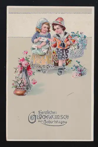 Kinder bringen Blumen Geschenke Briefe, Glückwunsch Geburtstag Zeuthen 4.11.1914