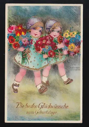 Mädchen Blumensträuße Hannes Petersen, Geburtstag, Kirchheim u.Teck 13.8.1931