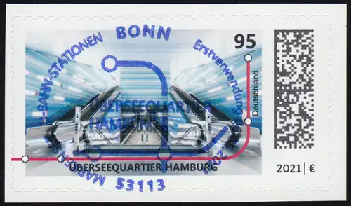 3607 U-Bahn-Station: Überseequartier Hamburg, sk aus FB 106, EV-O Bonn 6.5.2021