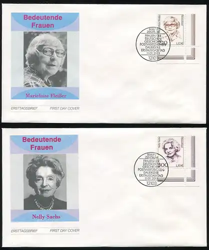 2158-2159 Frauen Fleißer und Sachs - Satz auf 2 FDC Berlin 11.1.2001