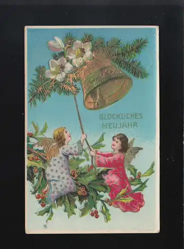 Engel läuten Glocken Reisig Misteln, Glückliches Neujahr, Iphofen 29.12.1914