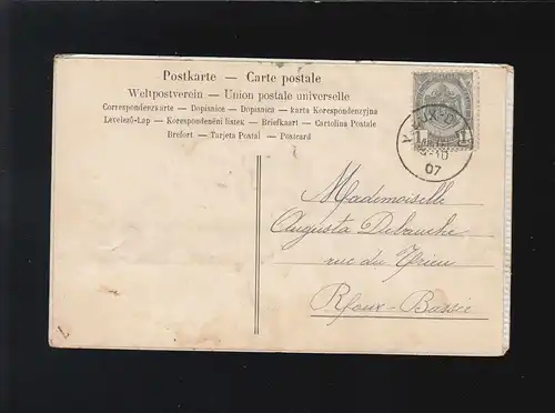 Roses roses fleurs bourgeons coeur pendentif tissu Band, Belgique Vieux - Dieu 1907