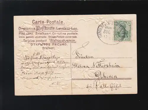 Fleurs en rose rouge bleu cadre Félicitations nom Gerolstein train poste