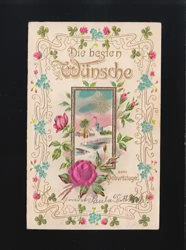 Dorfidylle Rosen Besten Wünsche Geburtstag, Olbernhau /Schönfeld 20. + 21.3.1906