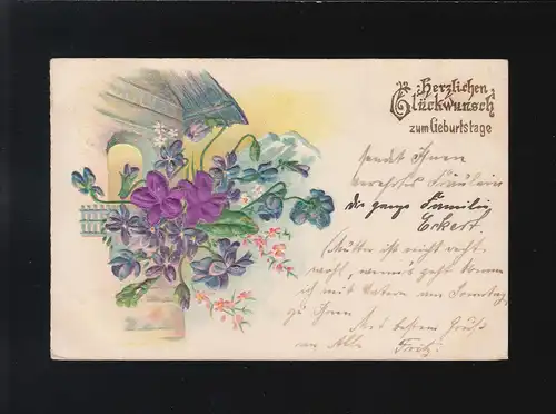 Veilchen Alpen Bauernhaus, Herzlichen Glückwunsch Geburtstag, Berlin 15.03.1901