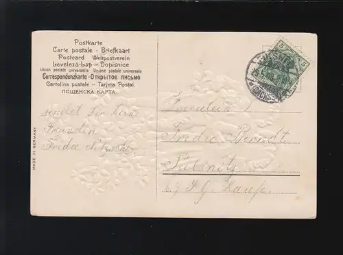 Enfants Violet N'oubliez pas, Félicitations, Anniversaire, Pulsnitz 29.5.1908