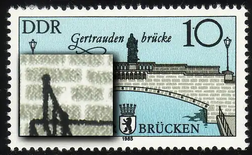 2972 Brücken 10 Pf: Mauerstein abgeschrägt, Feld 39, **