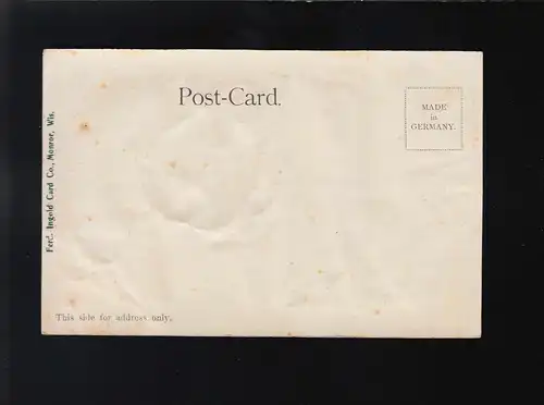 Rosa Rose Fleur Flûte Bonne année Ferd. Ingold Card Co, inutilisé