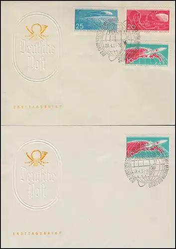 822-824 Premier vol spatial habité 18/20.4.1961-- jeu sur FDC 1 et FDP 2