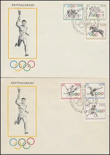 1033-1038 Olympia: Jeux olympiques d'été de Tokyo 1964, jeu sur FDC 1 et FDP 2