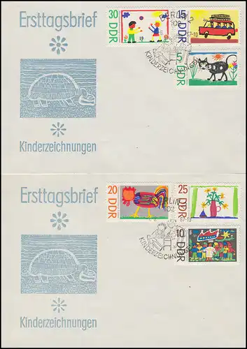 1280-1285 Kinderzeichnungen 1967, Satz auf FDC 1 und  FDC 2