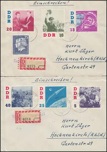 863-868 Besuch von German Titow: Satz mit Zusatzfr. auf 2 R-Briefen 13.11.1962