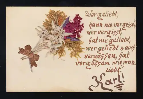 Edelweiß Alpenblumen Trockenstrauß, Wer geliebt, kann nie vergessen, ungebraucht