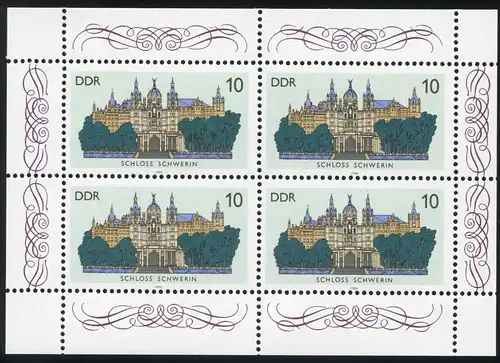 3032 Château-petite arc Schwerin 4x 10 Pf avec PLF peinture dans le champ d'ornement **